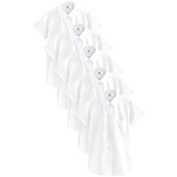 White Slim Fit 5er Pack Short Sleeve School Shirts (Kleinformat) – 3–18 Jahre