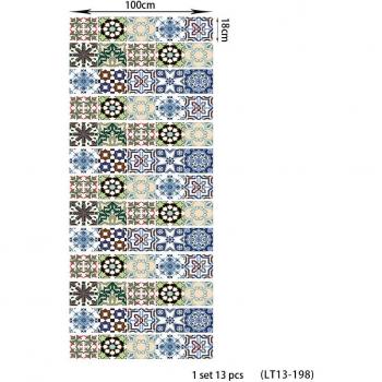 13pcs Blue Pattern Staircase Stickers