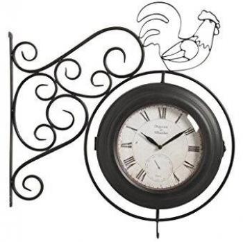 Horloge murale en métal coq double face 59x11x83cm