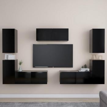 Set di Mobili Porta tv 7 pz Nero in Legno Multistrato
