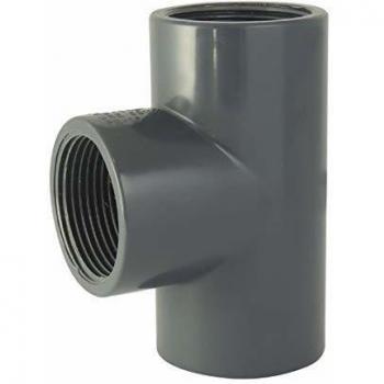 Té PVC 90° Femelle/Femelle/Femelle à vis 1''1/2
