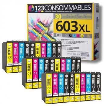 Lot 30 Cartouches Epson 603 XL – Compatibilité XP-2100, XP-2155, XP-3100, XP-4100, WF‑2820, WF‑2830, DWF, WF‑2870, WF‑2835, WF‑2850