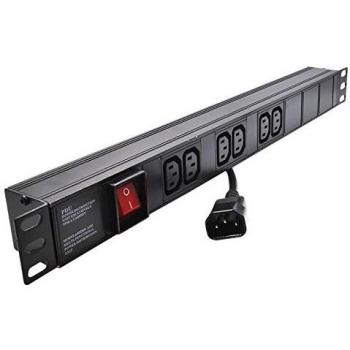 6-Way Horizontal IEC C13 Switched PDU 19-Inch 1U Power Distribution Unit 2m