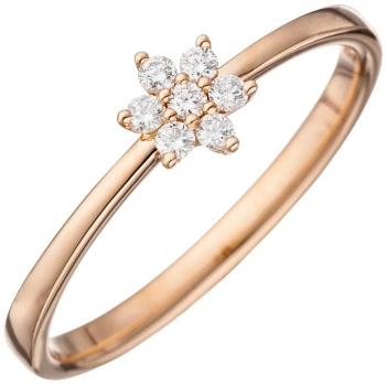 JOBO 7‑Diamanten-Ring, Rotgold, 585 Gold – Damenmodell, Gr. 60