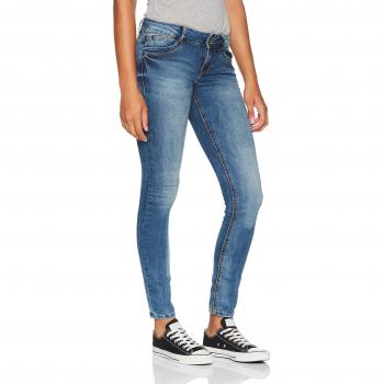 TOM TAILOR Denim Damen Skinny Jeans Jona 2 Button Authentic Blue, Blau (Mid Stone Wash Denim 1052), W28/L32