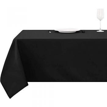 Deconovo Home Decorative Oxford Wipeable Tablecloth Rectangle Water Resistant Tablecloth for Birthday Party 130x130cm(51x51in) Black