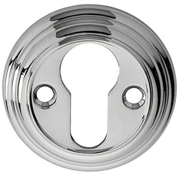 Chrome‑Polished 55 mm Reeded Escutcheon with Keyhole Loops