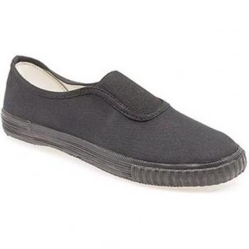 Unisex Dek Black Canvas Plimsoll with Gusset – 7 UK
