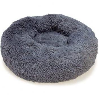 Cama redonda suave gris oscuro