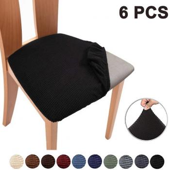 Housses de siège pour salle à manger 6 pc – noir, anti-poussière et extensibles