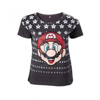 Mario Superstar Shirt – S – Dunkelgrau, Mädchen & Erwachsene