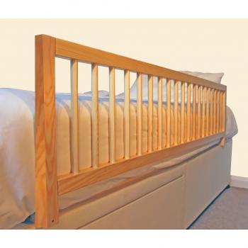 Safetots Barrière en bois pour lit – sécurité enfant – rail pré‑assemblé 140 × 38 cm, ton bois nature