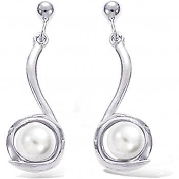 Lily's Elegant Perla Silvers – 25mm × 9mm Rhodium-White Earrings