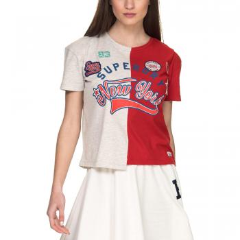 Pacific Splice Retro-T-Shirt für Frauen – Grau/Rot, M