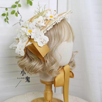 Flache Kappe Lolita Stroh