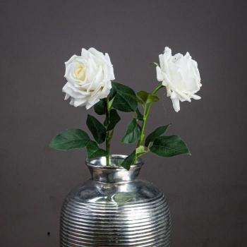 Hill Interiors White and Green Garden Rose Artificial Flower