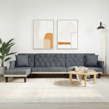 L-Shaped Sofa Bed in Dark Grey Velvet 271x140x70 cm