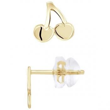 Tiny Cherry Sparkle – 375 YG Children’s Earrings (Silicor)