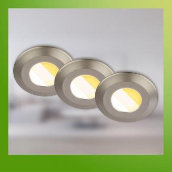 Faretto LED da incasso Klira, nichel opaco, Ø9cm, IP44, dimmerabile, 3 pz