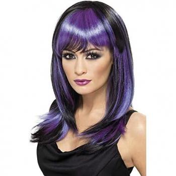 Smiffy Hexenperücke Damen – Schwarz/Violett Glamour (One Size) 32519