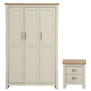 Durable Cream Oak Bedroom Wardrobe with Matching Table