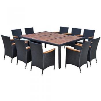 Polirattan garden set VidaXL 200x150 cm nero: tavolo, sedie, cuscini