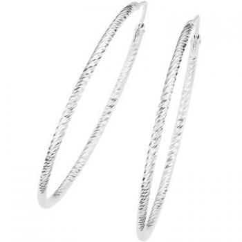 Paar Creolen SMART JEWEL gerieft und diamantiert, Silber 925, silber, Ohrringe, Damen, Silber 925 (Sterlingsilber)