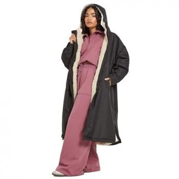 Large Black Petite Fleece‑Lined Changing Robe