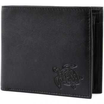 Porte-monnaie OXMOX en cuir noir avec compartiment pour tickets