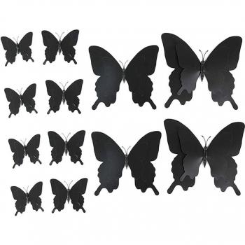 Autocollants décoratifs 3D papillon noir
