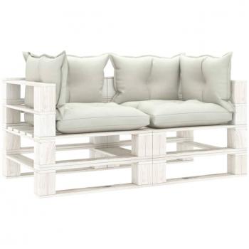 Divano da Giardino Pallet a 2 Posti con Cuscini Beige in Legno vidaXL 5792