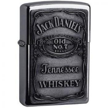 ZIPPO Jack Daniels Windproof Lighter with Pewter Emblem, High Polish Chrome Finish, Model 250JD.427