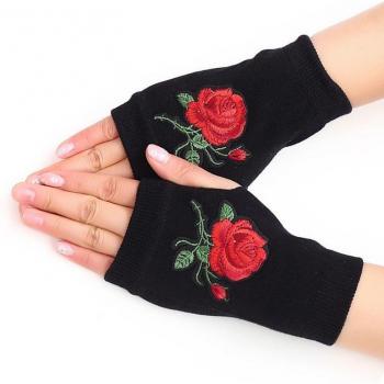 Cartoon Animals and Flower Pattern Knitted Gloves for Women