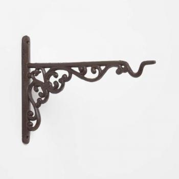 Heavy-Duty Brown Cast Iron Hanging Basket Hook