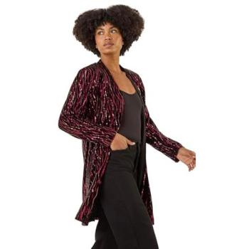 Roman Women's Sequin Velvet Longline Coat – Size 10, Multicolored