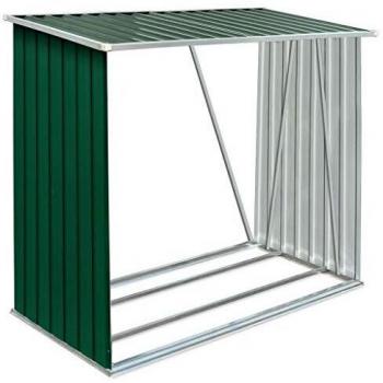 Brennholzlager aus verzinktem verzinktem Stahl 163 x 83 x 154 cm Grün
