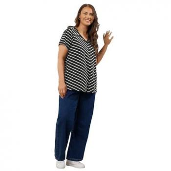 Evans Schwarz Slub T-Shirt für Frauen
