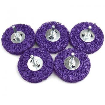 Disco de limpieza de óxido de 3 pulgadas, rueda de tira de polietileno con vástago de 6mm