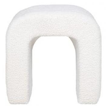 Pouf design scandinave en tissu bouclette blanc