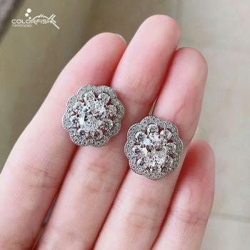 COLORFISH 925 Sterling Silver Ruby Stud Earrings with High Carbon Drill
