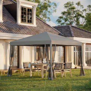 Outsunny 3 x 3 m Pop Up Gazebo, Garden Tent with Mesh Sidewall