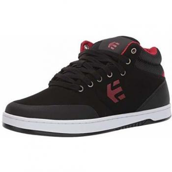 Black‑Red Mid‑Crank Skate Sneaker – Men’s 7 UK
