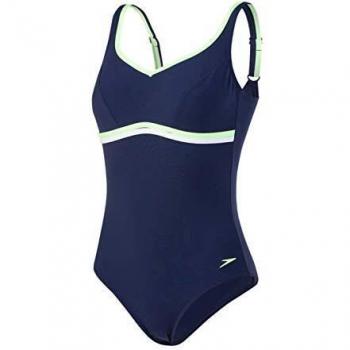 Speedo ContourLuxe Maillot de Bain Femme 1 Pièce Bleu Marine/Zeste Éclatant/Blanc 4XL