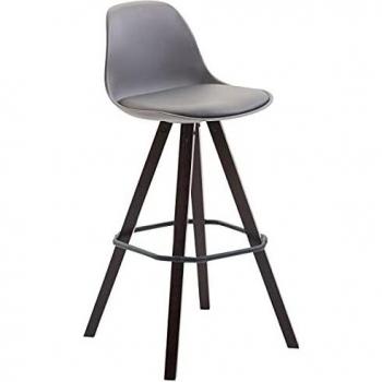 CLP Barhocker „Franklin“ – Kunstlederbezug, Grau, Holzgestell Cappuccino