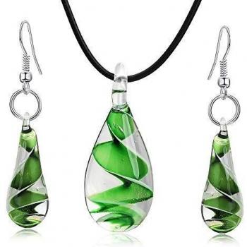 Aituo Ensemble de boucles d'oreilles en forme de spirale en verre fleuri (Vert)