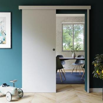 Porte Coulissante avec Rail et Serrure 83 cm