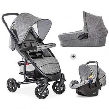 Malibu 4 Trio Passeggino Ovetto Navicella con Materasso Ampia Seduta 0 Mesi a 18 kg Grigio Pieghevole Compact Finestra Cucu