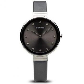 Bering Time Classic Silver Steel Case and Grey Strap Women's Watch. 12034-609