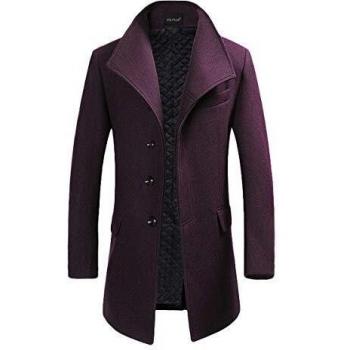 YOUTHUP Manteau Hiver Homme Violette Trench‑Coat Chaud Slim Fit Casual Long en Laine Caban Mode Classique XS