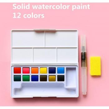 36 Color Solid Watercolor Paint Set with Water Pen Palette
